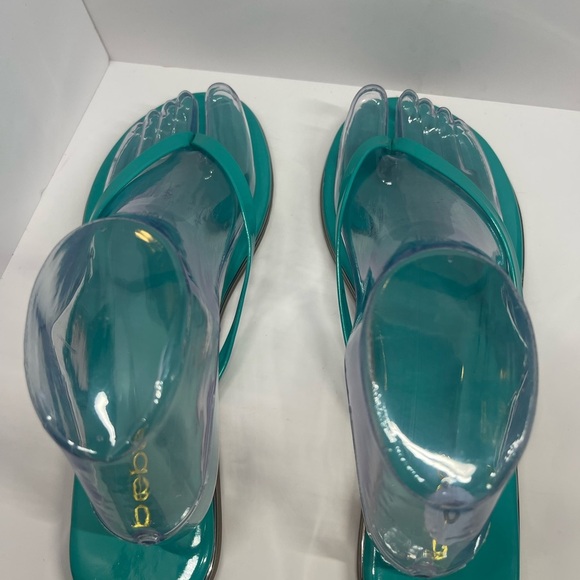 BEBE Women ILISTRA Thong Sandal FLIP FLOPS pool beach shoes Flats 9 Teal Gold - Picture 5 of 11